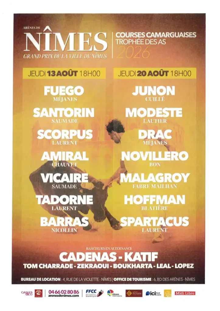 Courses camarguaises aux Arènes de Nîmes : le programme du 20 août